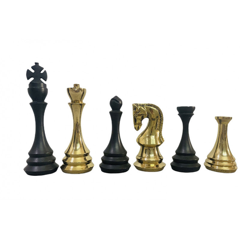 Zagreb Russian Luxury Metal Chess Pieces 4.3" – Brass & Antique Chess Set