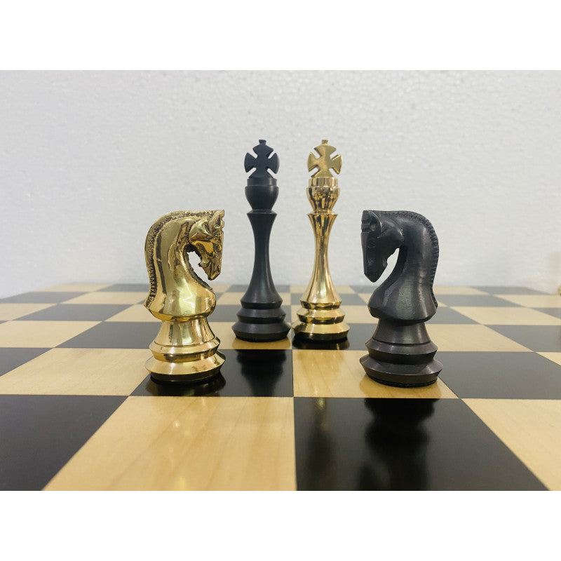 Zagreb Russian Luxury Metal Chess Pieces 4.3" – Brass & Antique Chess Set