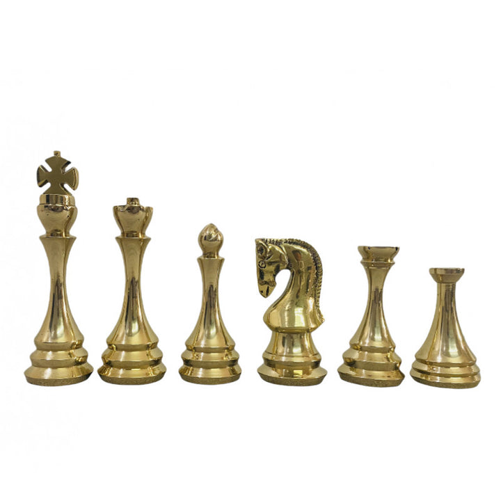 Zagreb Russian Luxury Metal Chess Pieces 4.3" – Brass & Antique Chess Set