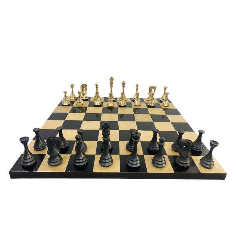 Zagreb Russian Luxury Metal Chess Pieces 4.3" – Brass & Antique Chess Set