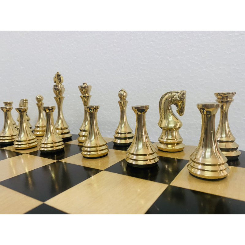 Zagreb Russian Luxury Metal Chess Pieces 4.3" – Brass & Antique Chess Set